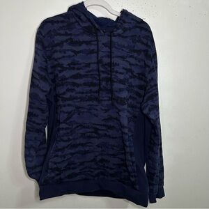 Fabletics men's blue camo print hooded sweatshirt